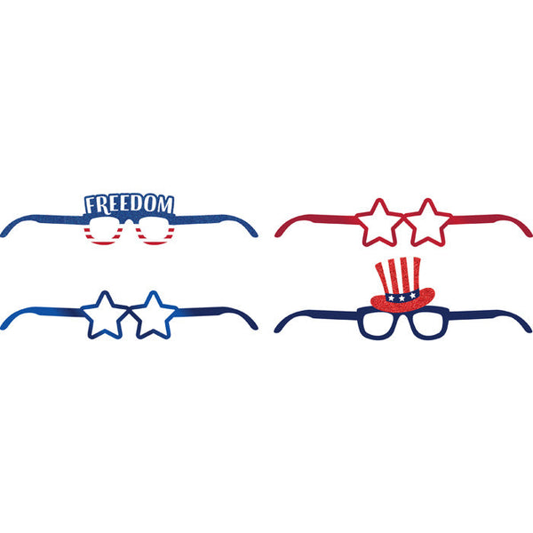 Party Decorations Patriotic Paper Glasses 4ct