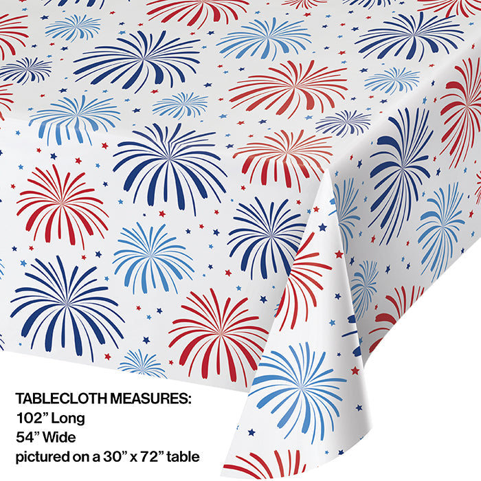 Party Decorations Patriotic Patterns Plastic Tablecover, 54" X 102" All Over Print