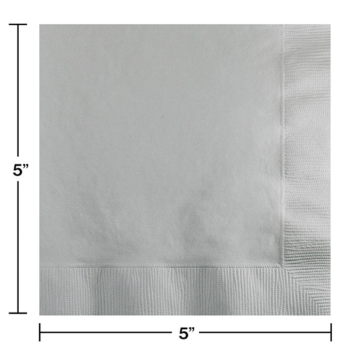 Party Decorations Shimmering Silver Beverage Napkin 2Ply, 50 ct