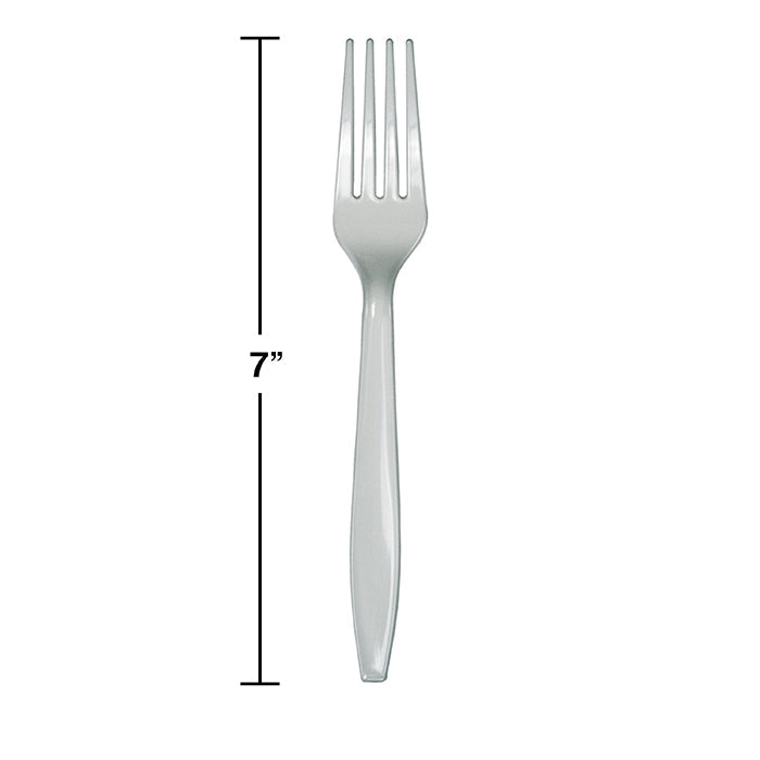 Party Decorations Shimmering Silver Plastic Forks, 50 ct