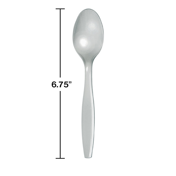 Party Decorations Shimmering Silver Plastic Spoons, 50 ct