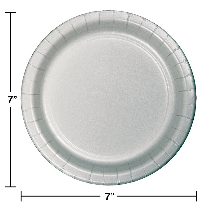 Party Decorations Shimmering Silver Paper Dessert Plates, 24 ct