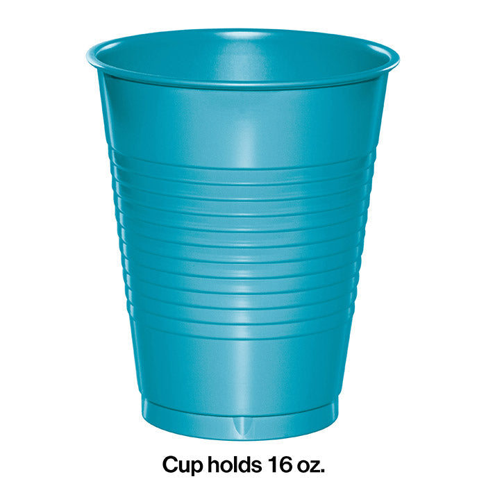 Party Decorations Bermuda Blue 16 Oz Plastic Cups, 20 ct