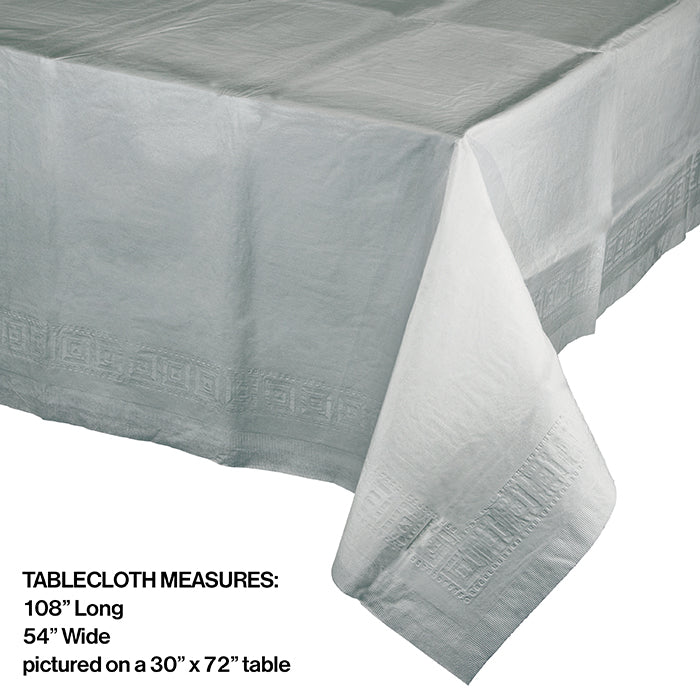 Party Decorations Shimmering Silver Tablecover 54"X 108" Polylined Tissue