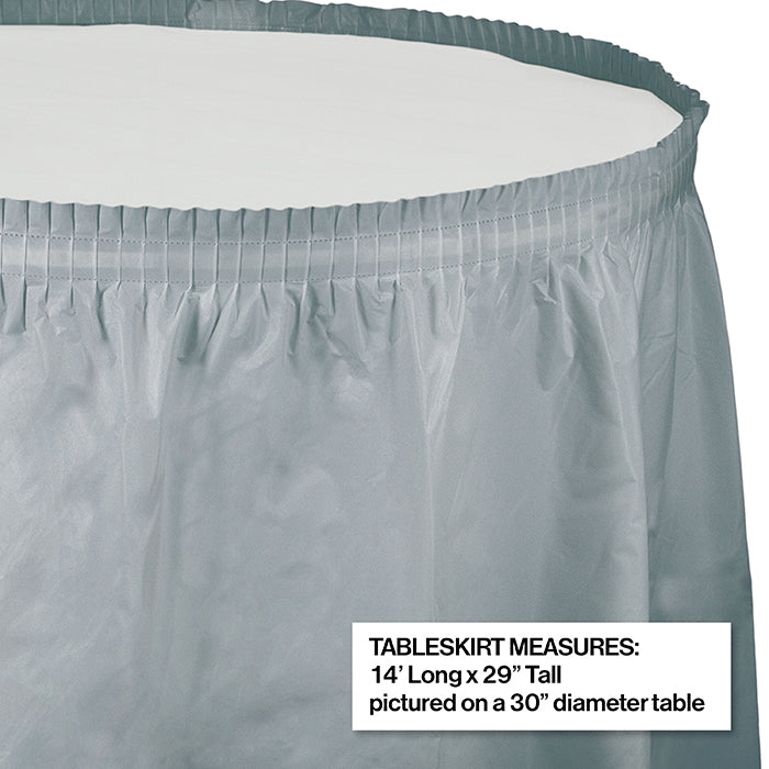 Party Decorations Shimmering Silver Plastic Tableskirt, 14' X 29"