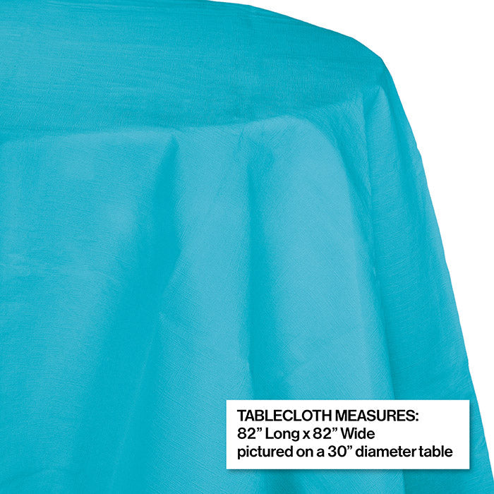 Party Decorations Bermuda Blue Round Polylined TIssue Tablecover, 82"