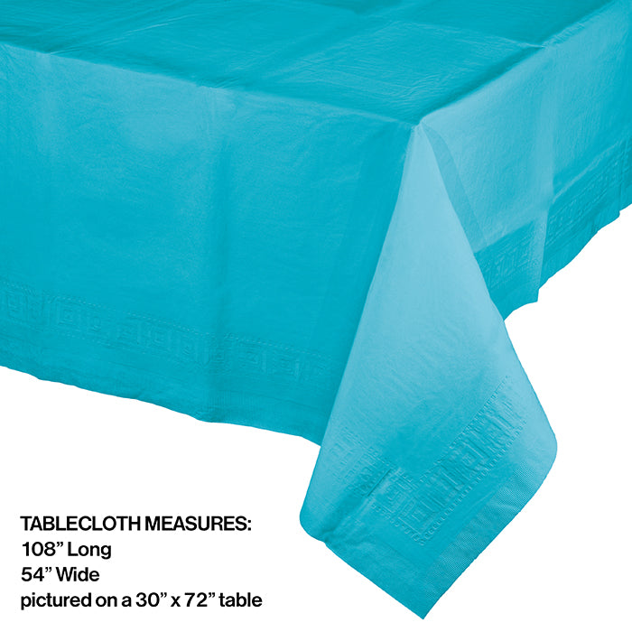 Party Decorations Bermuda Blue Tablecover 54"X 108" Polylined Tissue