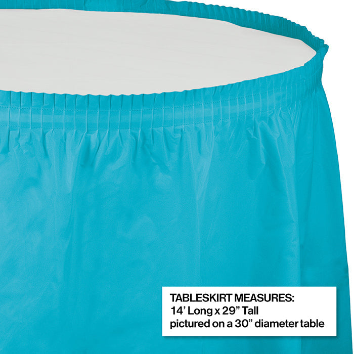 Party Decorations Bermuda Blue Plastic Tableskirt, 14' X 29"