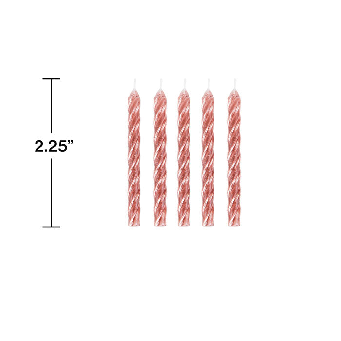 Party Decorations Rose Gold Spiral Candle 24 Count