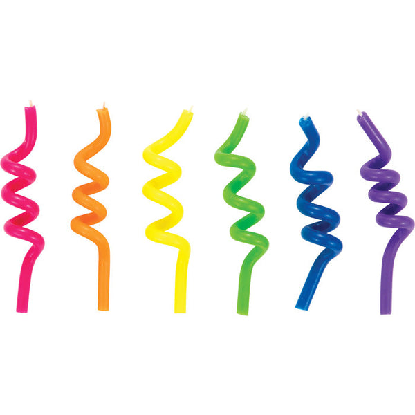 Party Decorations Curly Neons Candles 6 Count