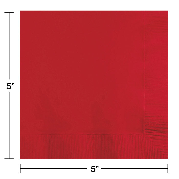 Party Decorations Classic Red Beverage Napkin, 3 Ply, 50 ct