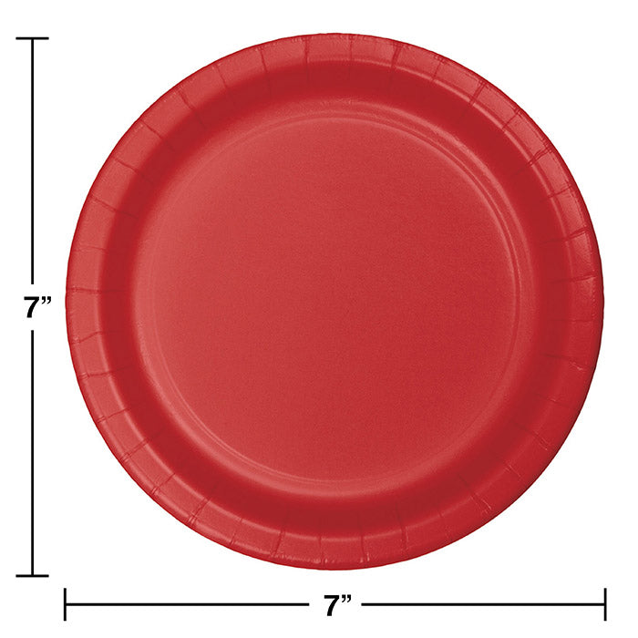 Party Decorations Classic Red Paper Dessert Plates, 8 ct