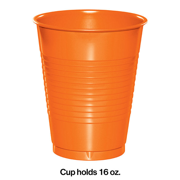 Party Decorations Sunkissed Orange Plastic Cups, 20 ct