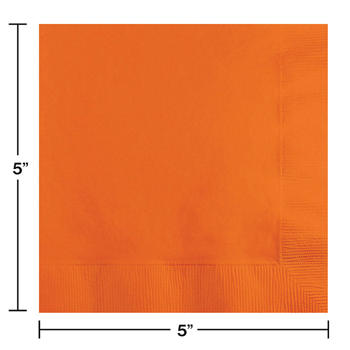 Party Decorations Sunkissed Orange Beverage Napkin 2Ply, 50 ct