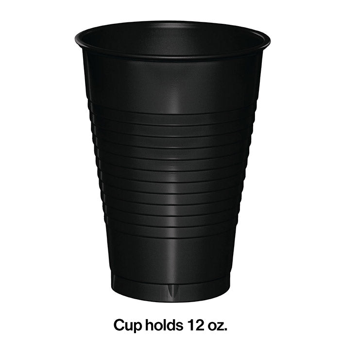 Party Decorations Black 12 Oz Plastic Cups, 20 ct