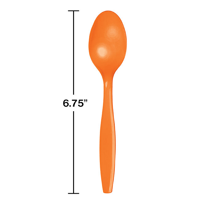 Party Decorations Sunkissed Orange Plastic Spoons, 50 ct