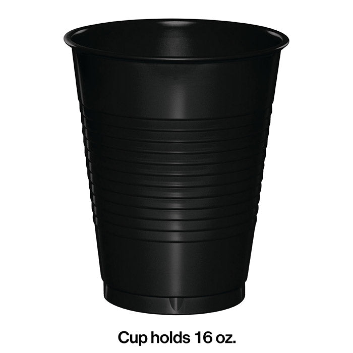 Party Decorations Black Velvet Color 16 Oz Plastic Cups, 20 ct