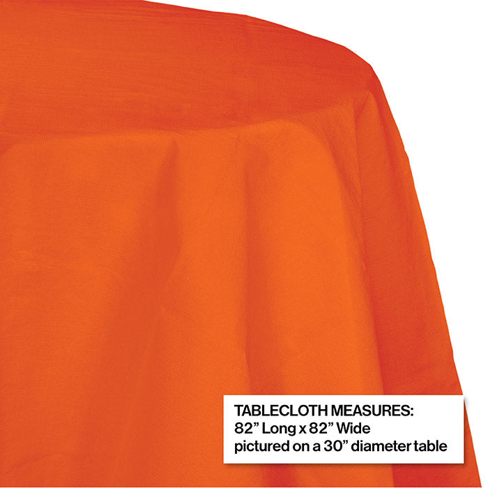 Party Decorations Sunkissed Orange Round Polylined TIssue Tablecover, 82"