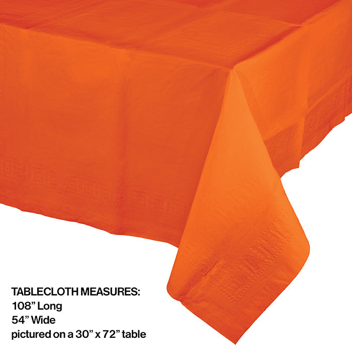 Party Decorations Sunkissed Orange Tablecover 54"X 108" Polylined Tissue