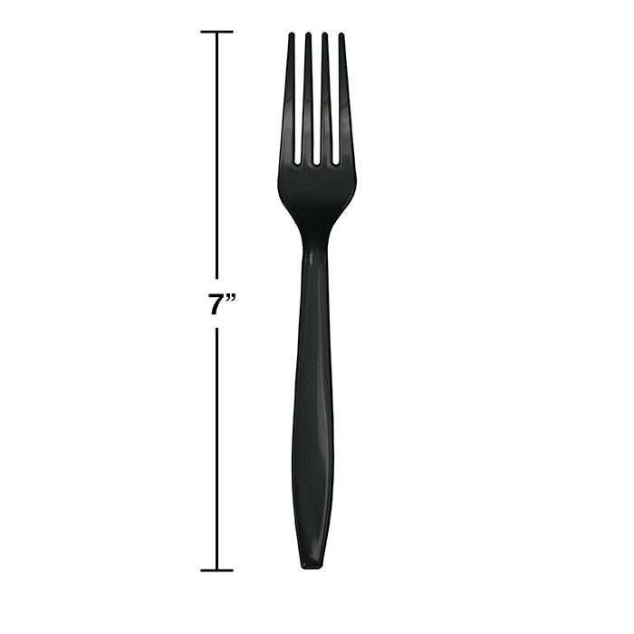 Party Decorations Black Plastic Forks, 50 ct