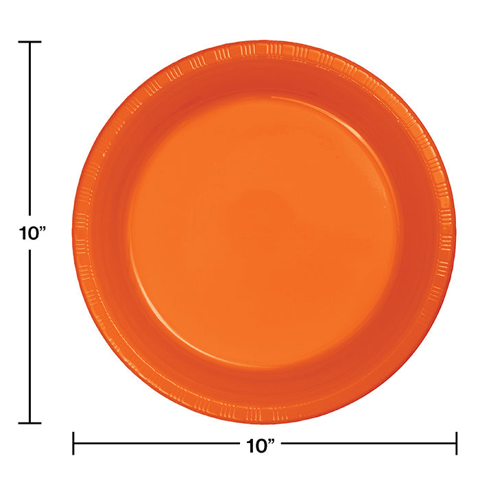 Party Decorations Sunkissed Orange Plastic Banquet Plates, 20 ct