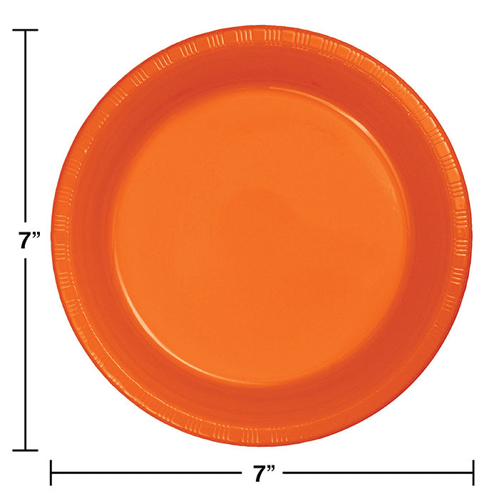 Party Decorations Sunkissed Orange Plastic Dessert Plates, 20 ct