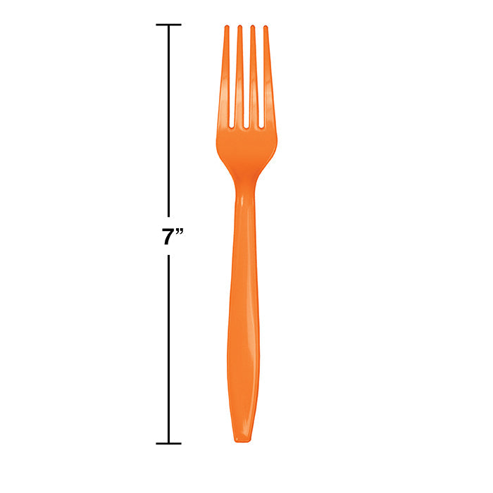 Party Decorations Sunkissed Orange Plastic Forks, 24 ct