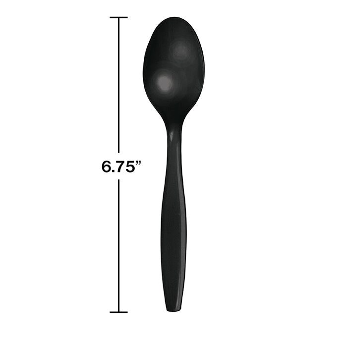 Party Decorations Black Plastic Spoons, 50 ct