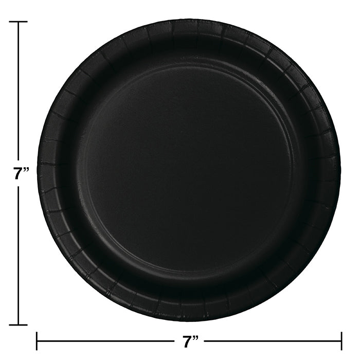 Party Decorations Black Paper Dessert Plates, 24 ct