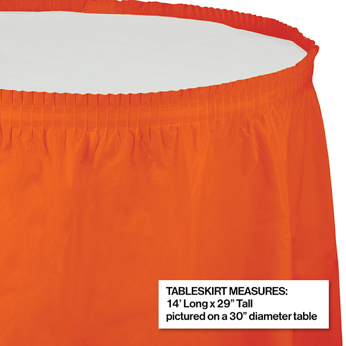 Party Decorations Sunkissed Orange Plastic Tableskirt, 14' X 29"