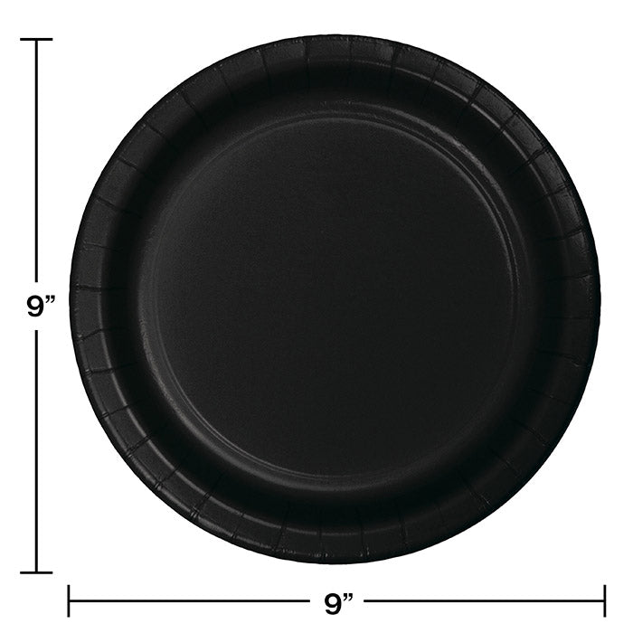 Party Decorations Black Paper Plates, 75 ct