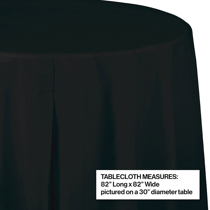 Party Decorations Black Velvet Round Plastic Tablecover, 82"