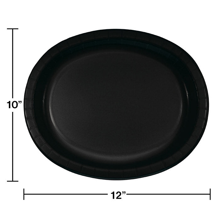 Party Decorations Black Velvet Oval Platter 10" X 12", 8 ct