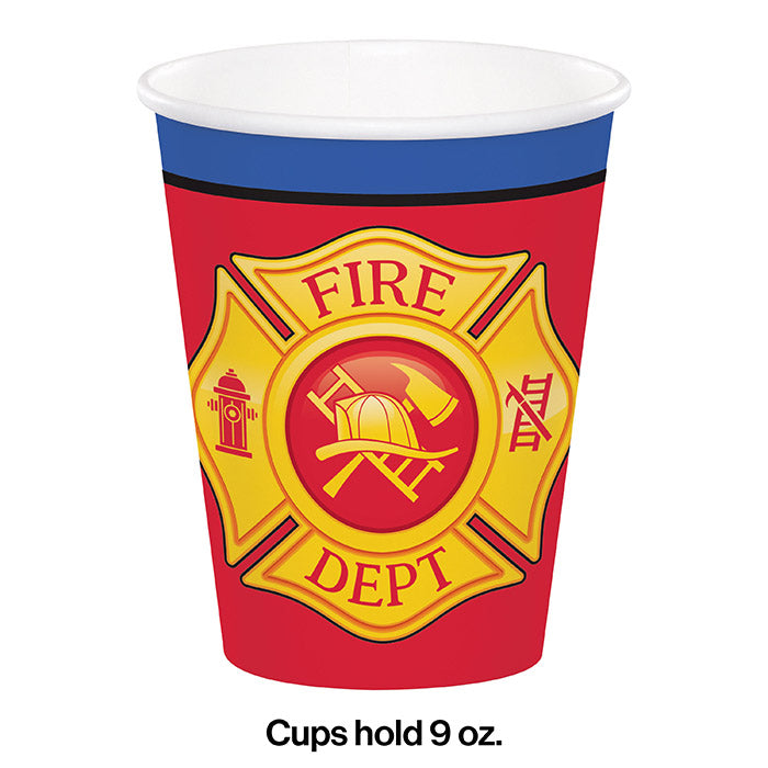 Party Decorations Fire Truck Hot/Cold Paper Cups 9 Oz., 8 ct