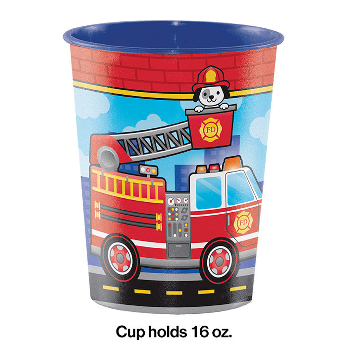 Party Decorations 16 Oz. Fire Truck Plastic Keepsake Cup