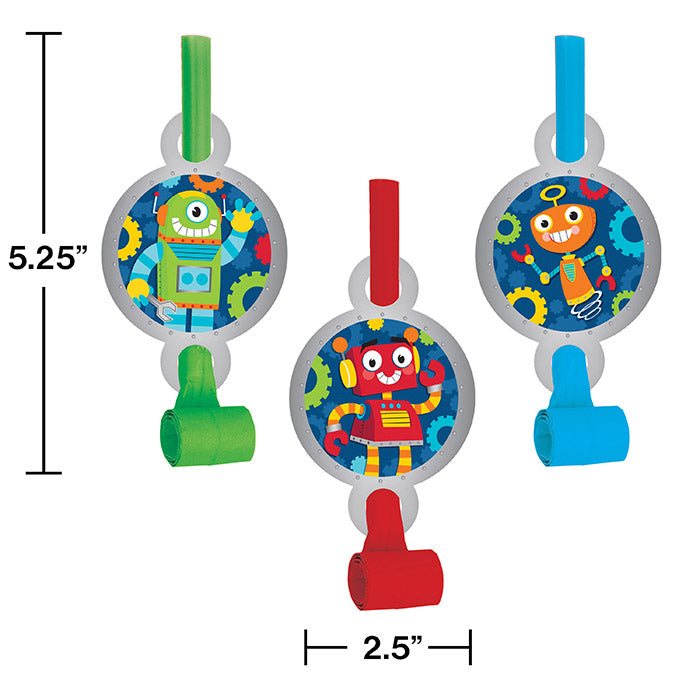 Party Decorations Party Robots Blowouts W/ Med, 8 ct