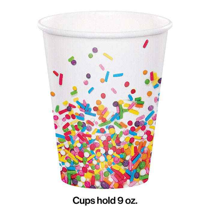 Party Decorations Confetti Sprinkles Hot/Cold Paper Paper Cups 9 Oz., 8 ct