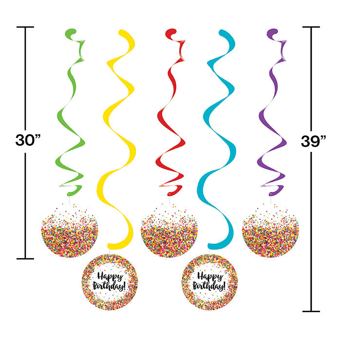 Party Decorations Confetti Sprinkles Dizzy Danglers, 5 ct