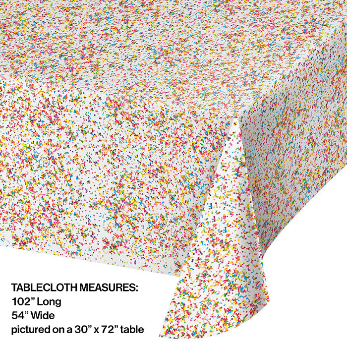 Party Decorations Confetti Sprinkles Plastic Tablecover All Over Print, 54" X 102"