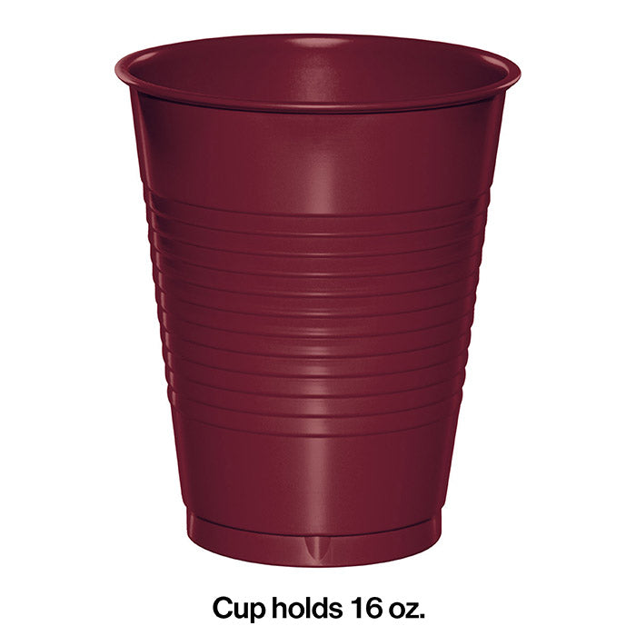 Party Decorations Burgundy Red 16 Oz Plastic Cups, 20 ct