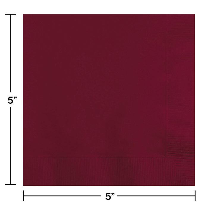 Party Decorations Burgundy Beverage Napkin 2Ply, 50 ct