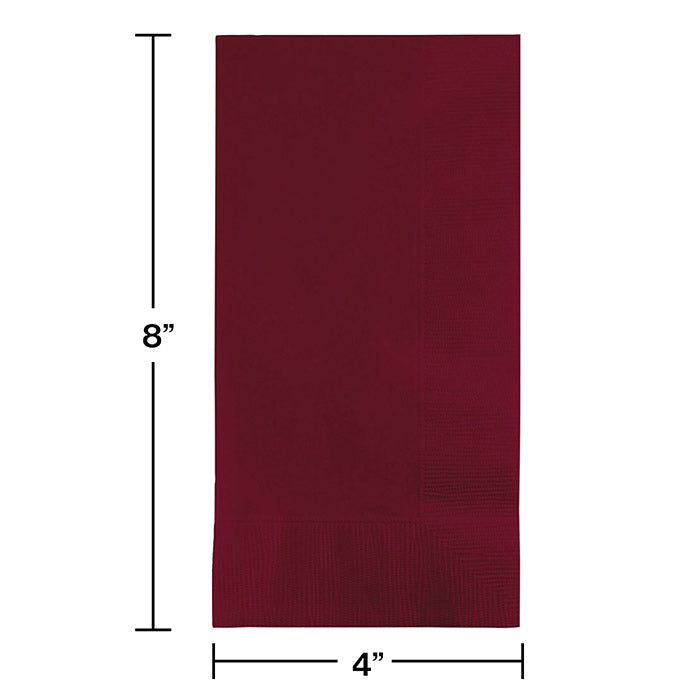 Party Decorations Burgundy Dinner Napkins 2Ply 1/8Fld, 100 ct