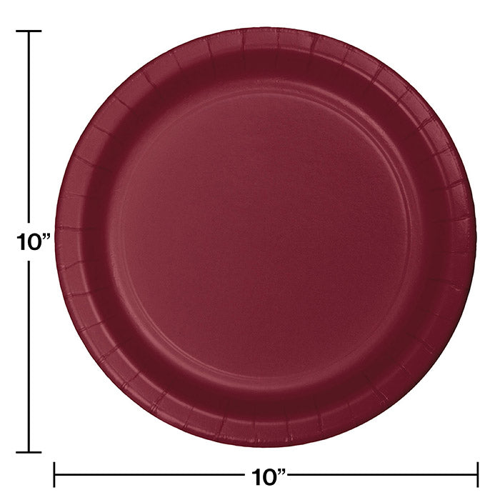 Party Decorations Burgundy Red Paper Banquet Plates, 24 ct