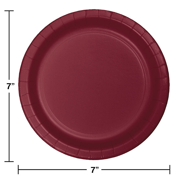 Party Decorations Burgundy Red Paper Dessert Plates, 24 ct