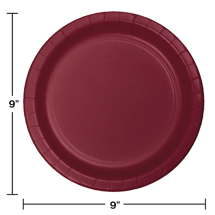 Party Decorations Burgundy Red Paper Plates, 24 ct