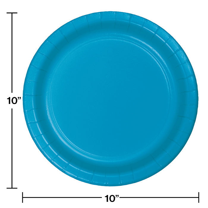 Party Decorations Turquoise Blue Paper Banquet Plates, 24 Count