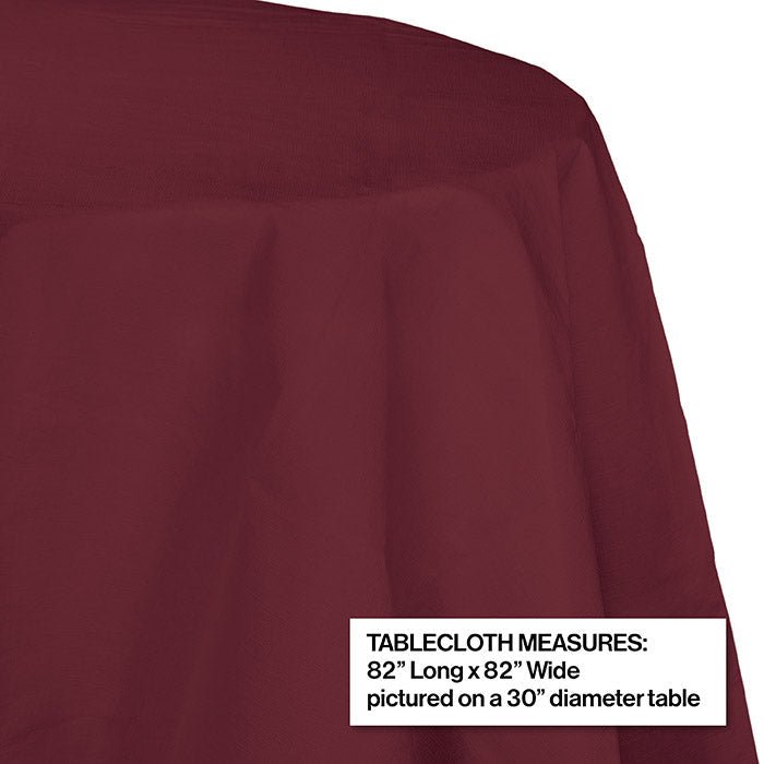 Party Decorations Burgundy Round Polylined TIssue Tablecover, 82"