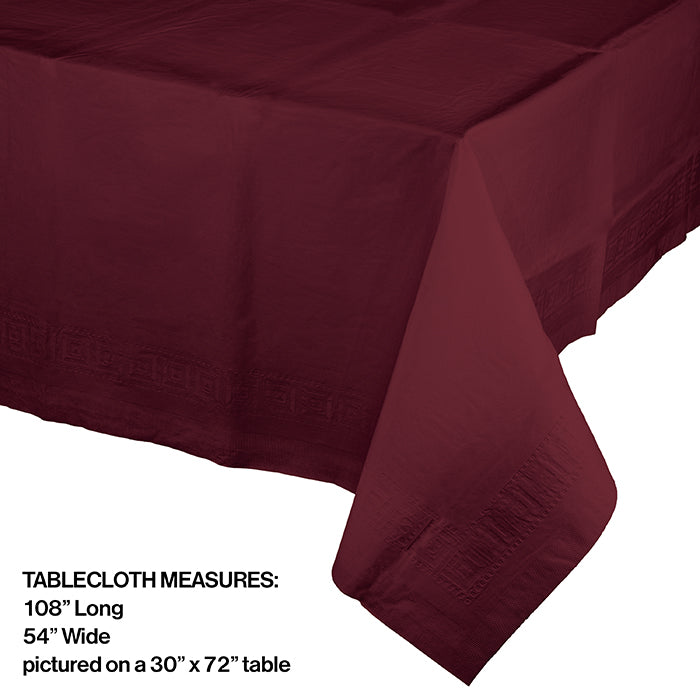 Party Decorations Burgundy Tablecover 54"X 108" Polylined Tissue