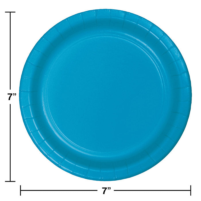 Party Decorations Turquoise Blue Paper Dessert Plates, 24 ct