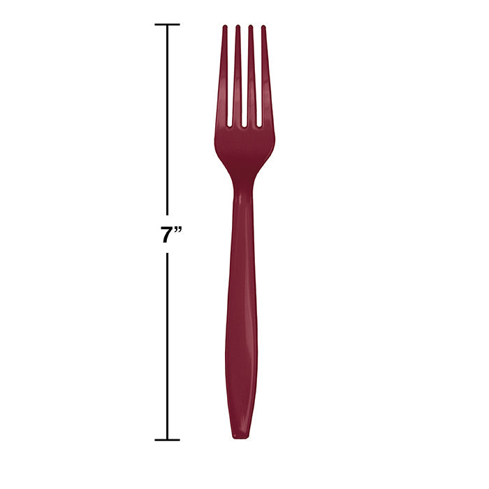 Party Decorations Burgundy Red Plastic Forks, 24 ct